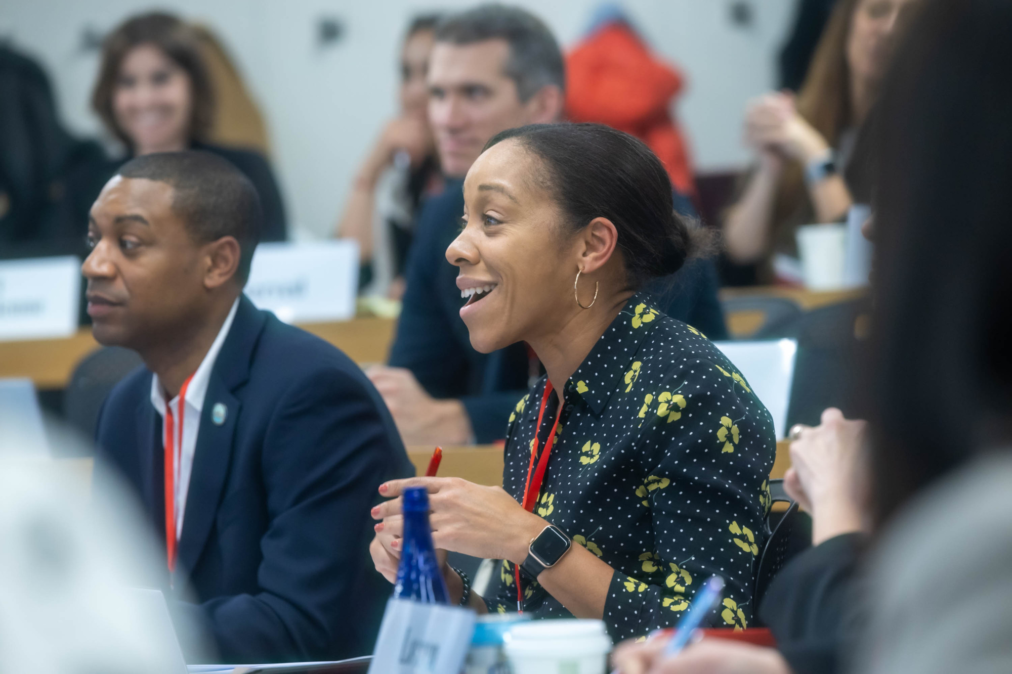 Mayors in a classroom talking