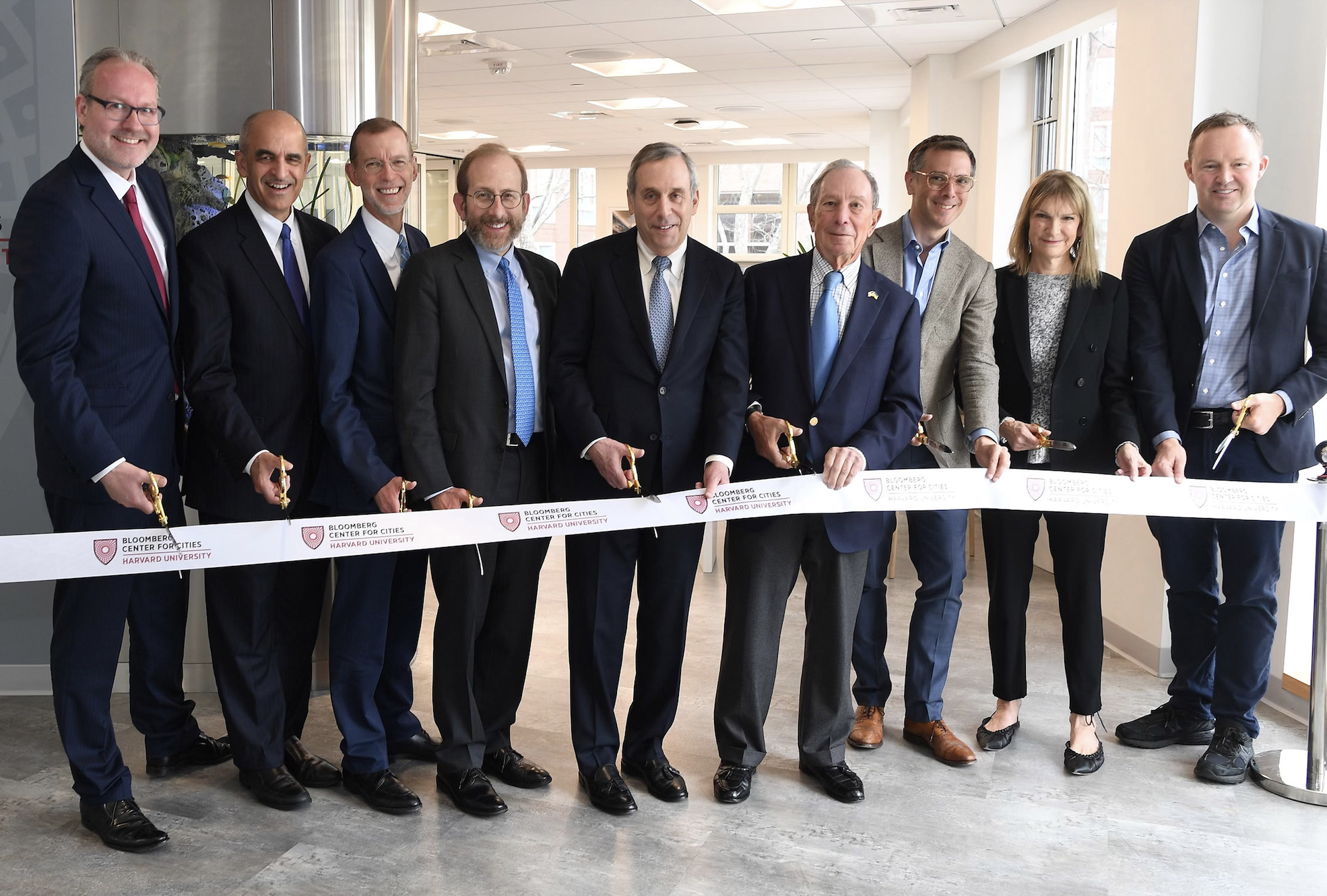 Ribbon cutting at the grand opening of the Bloomberg Center for Cities