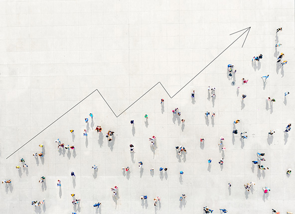 illustration of a people on a line graph